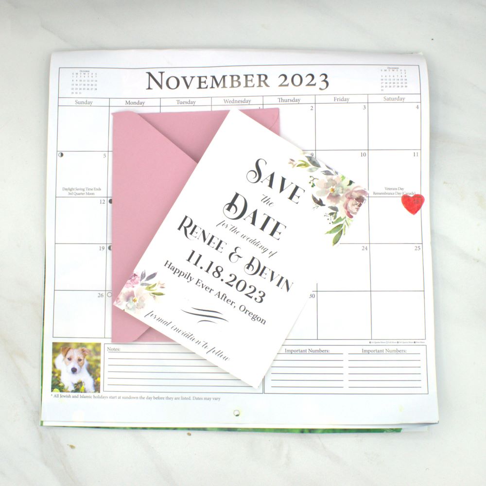 Mauve Rose Save the Date