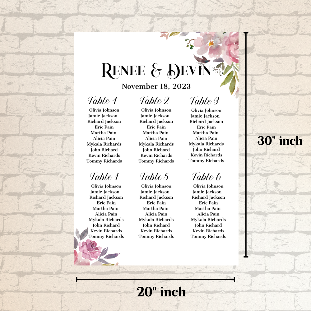 Mauve Rose Seating Chart