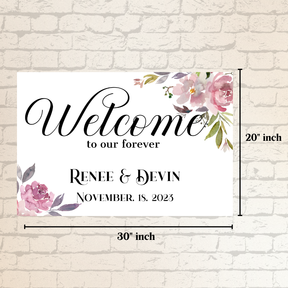 Mauve Rose Welcome Size Chart