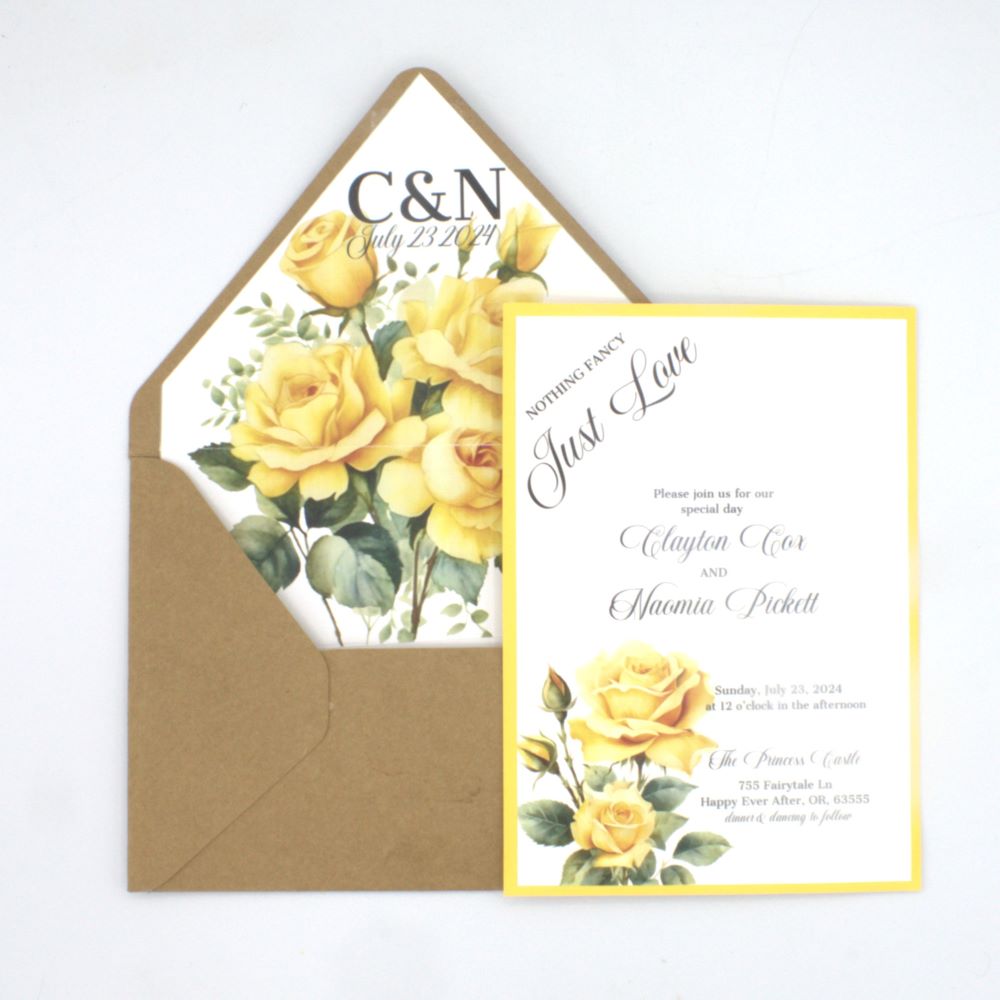 Yellow Rose Wedding Invitations