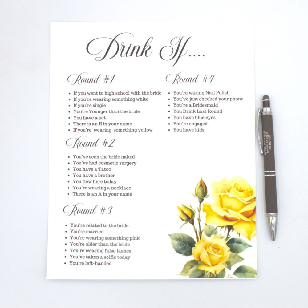 Drink If Bridal Shower Game